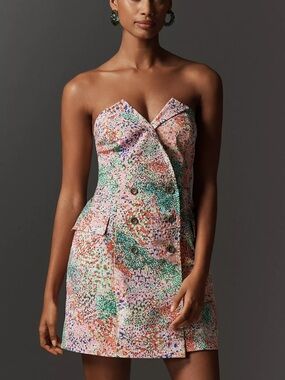 MAEVE Floral Strapless Blazer Dress